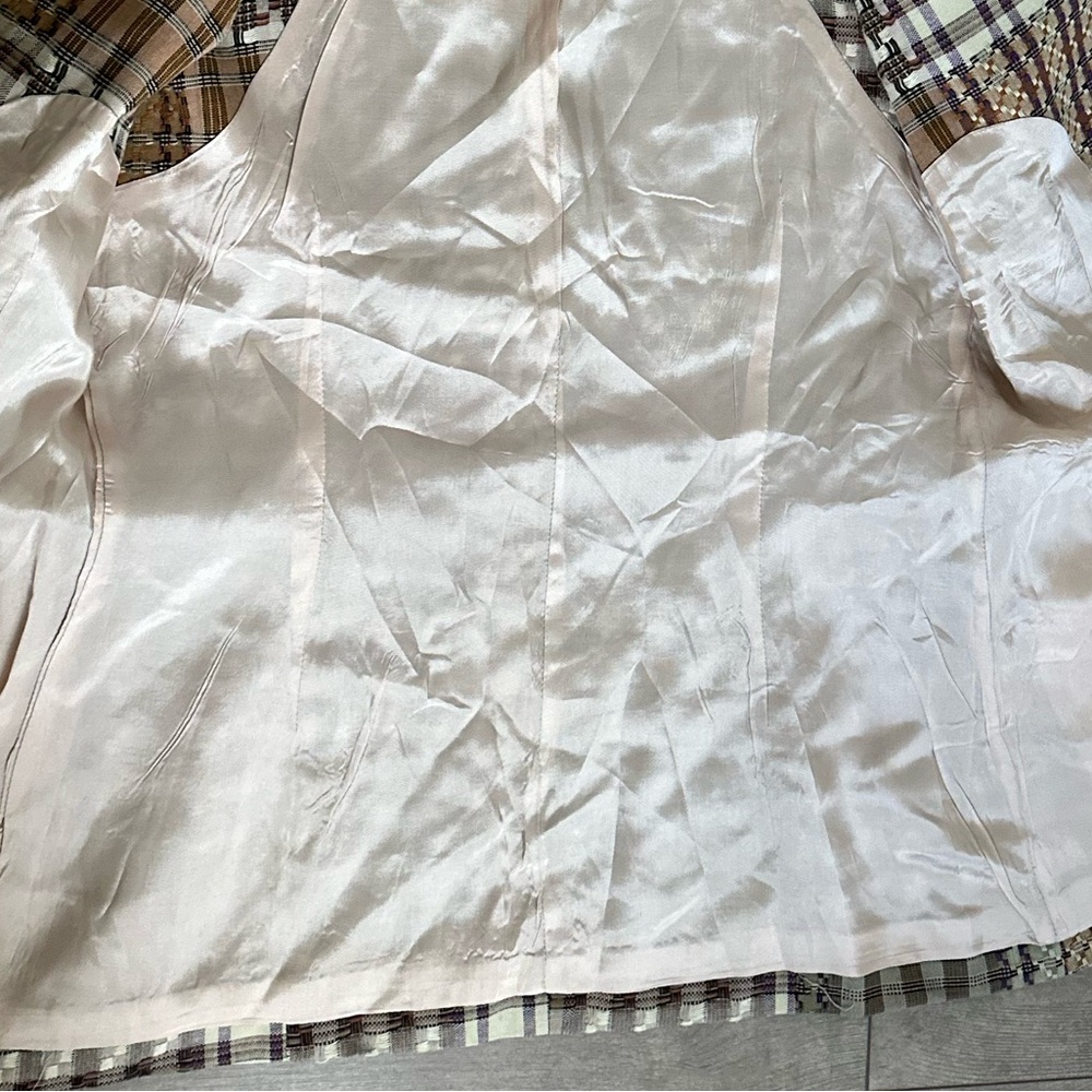 Gantos Women's Patchwork Plaid Double-Breasted Vest in Olive & Tan - Picture 12 of 13